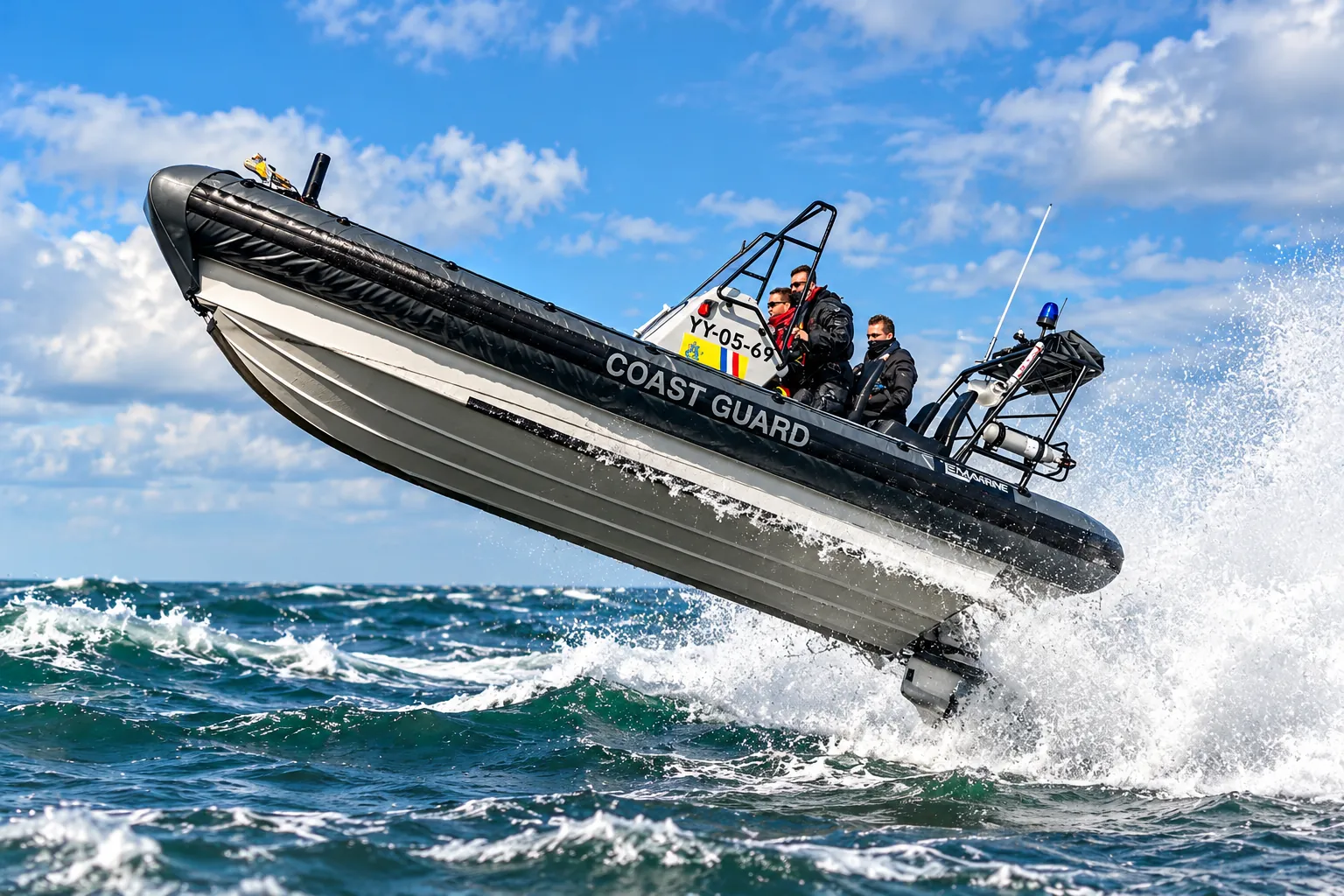 Coast guard RHIB in open water